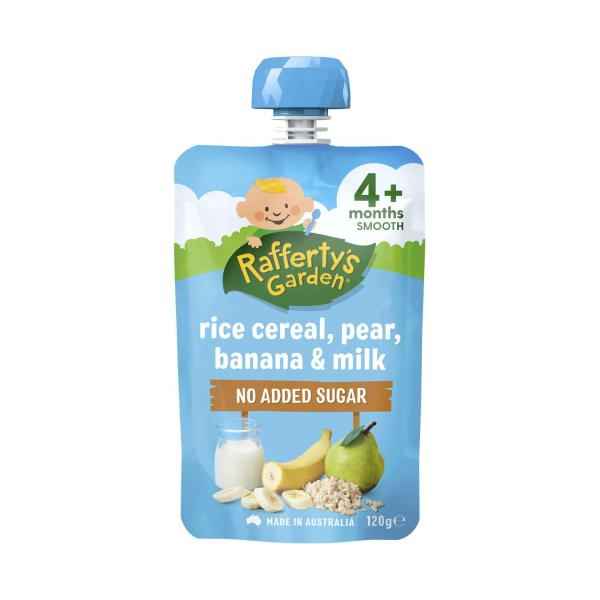 Rice Cereal Pear Banana & Milk No Added Sugar Baby Food Pouch 4+ Months