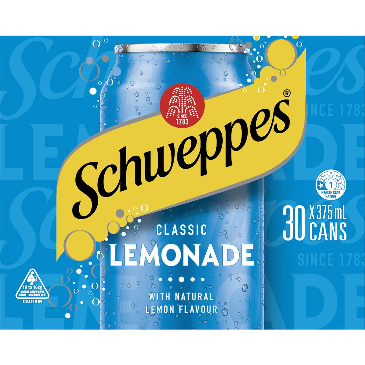 Schweppes Lemonade Soft Drink Cans Multipack 375ml x 30 Pack