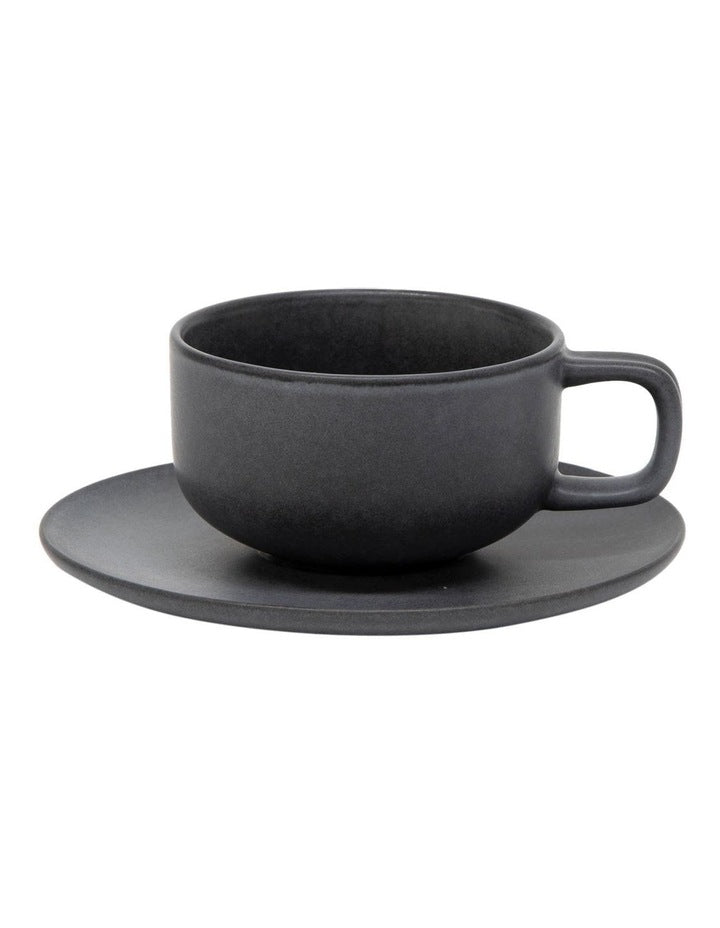 Hue Tea Cup and Saucer Set 200ml/15.5cm in Black