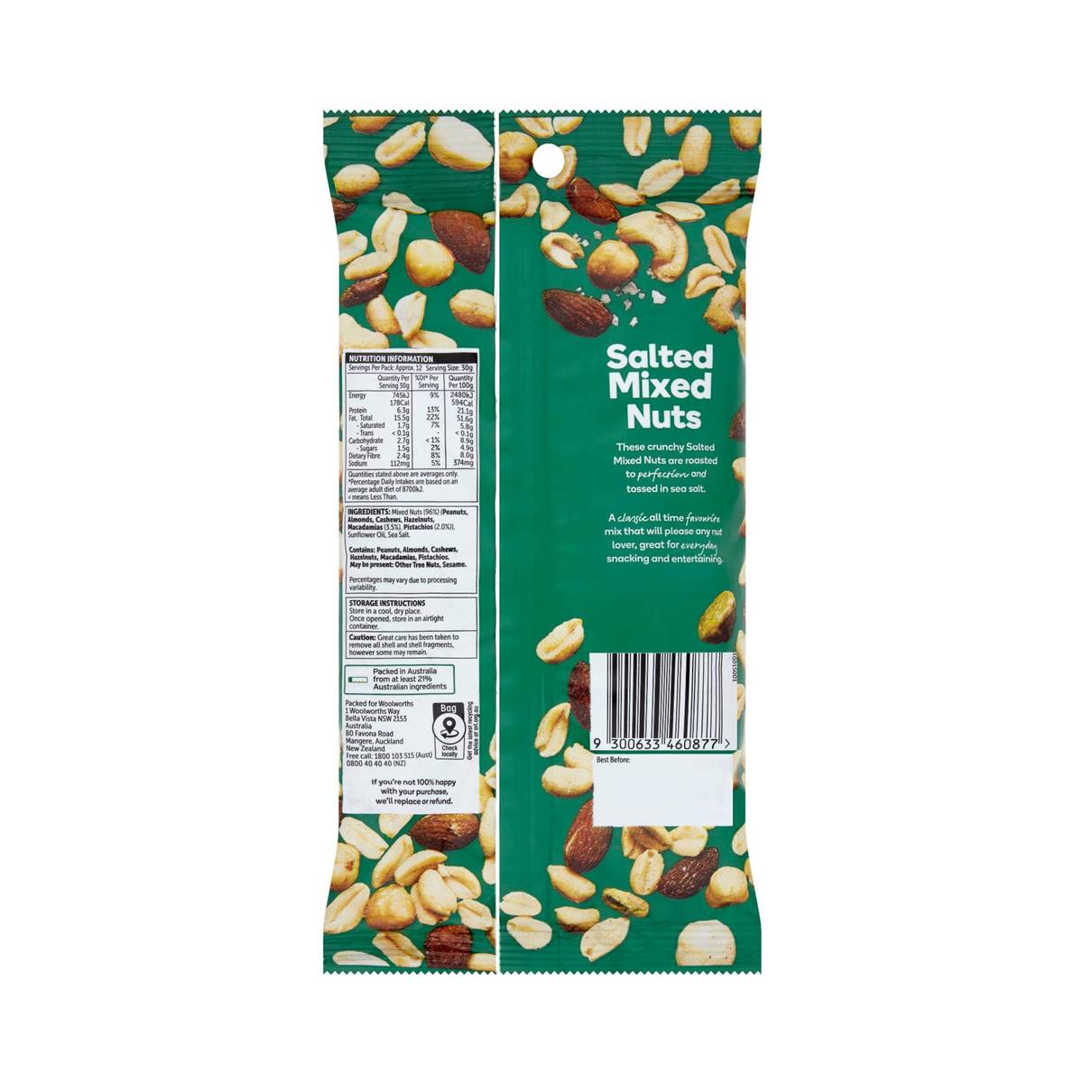 Woolworths Salted Mixed Nuts 375g