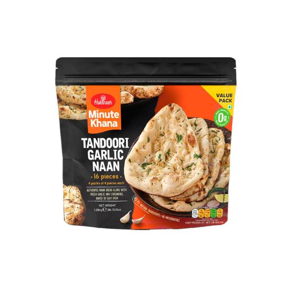HALDIRAMS TANDOORI GARLIC NAAN 16PK 1.28KG 16pk 1.28kg