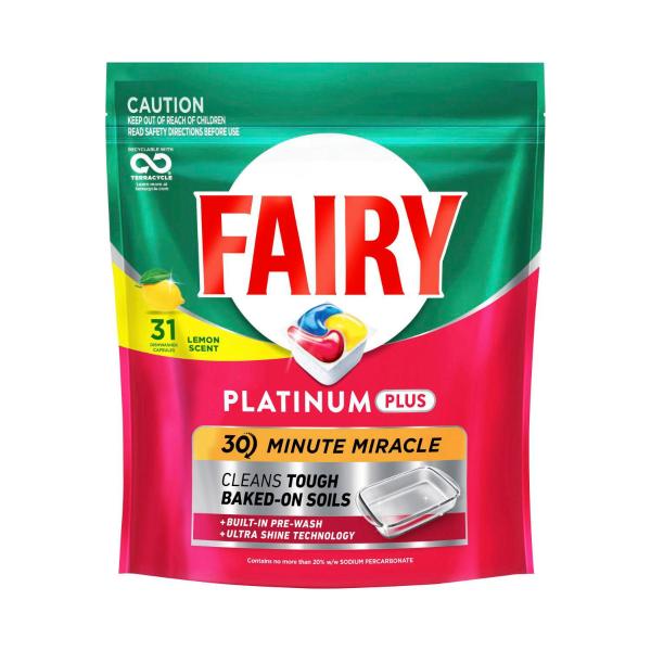 FAIRY PLATINUM PLUS LEMON DISHWASHING TABLETS 31 PACK