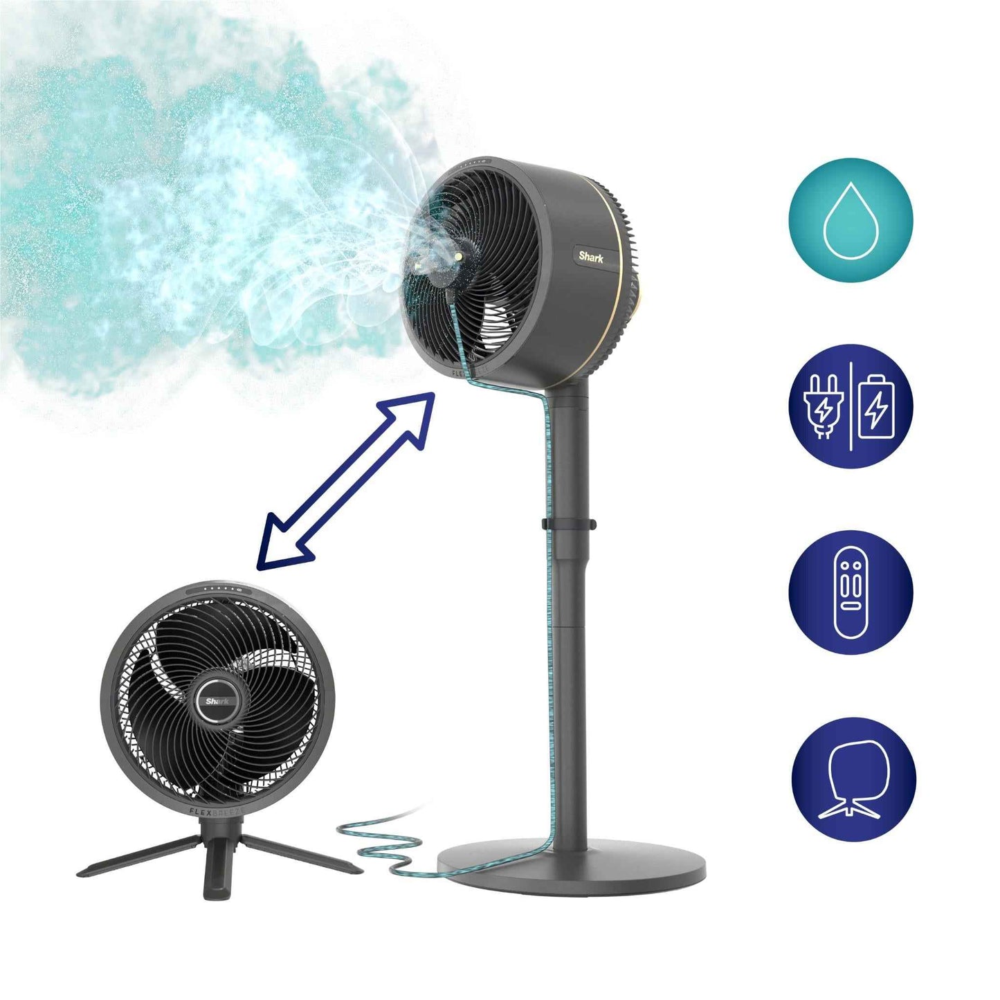 Shark FlexBreeze Pedestal Fan with InstaCool Misting Attachment