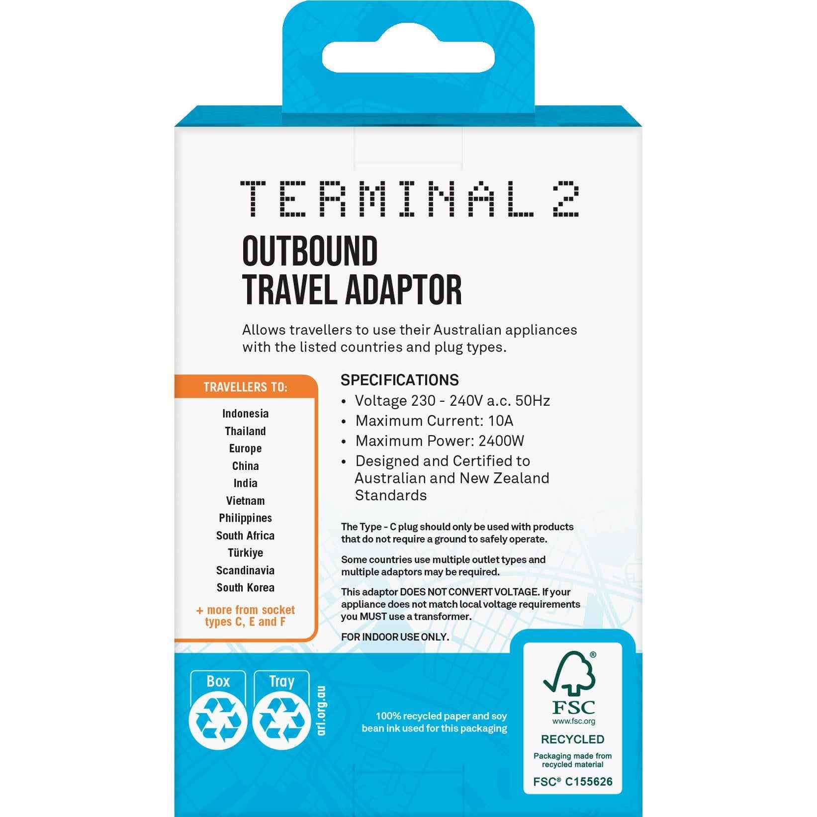 Terminal 2 Travel Adaptor (Europe) V2