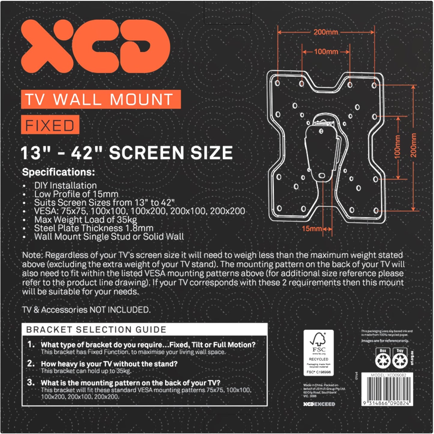 XCD Fixed TV Wall Mount (13-42")