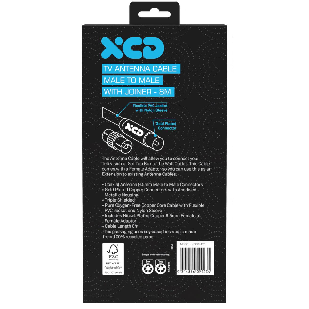 XCD RF TV Antenna Cable with Joiner 8M