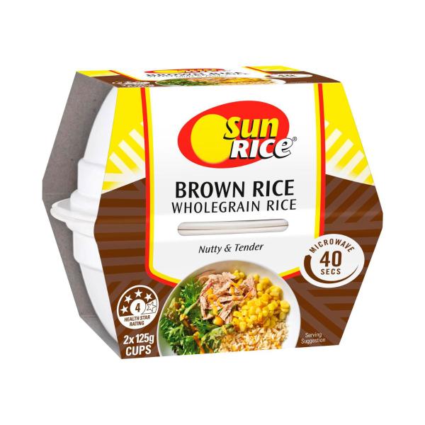 SUNRICE MICROWAVE BROWN RICE CUP 2X125G : 250G