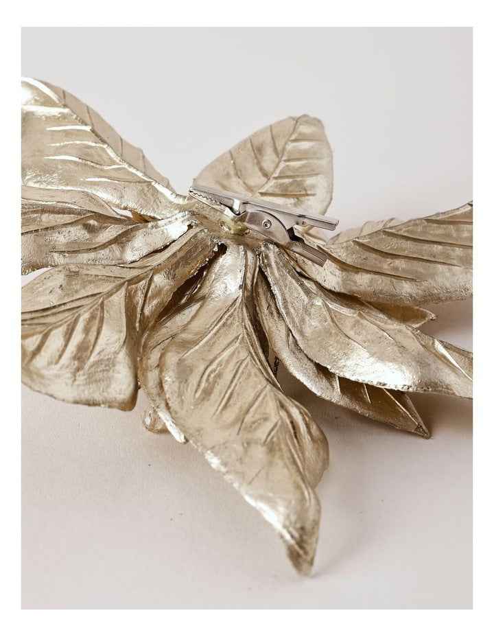 Luxe Christmas Foil Faux Poinsettia & Gems Clip Ornament