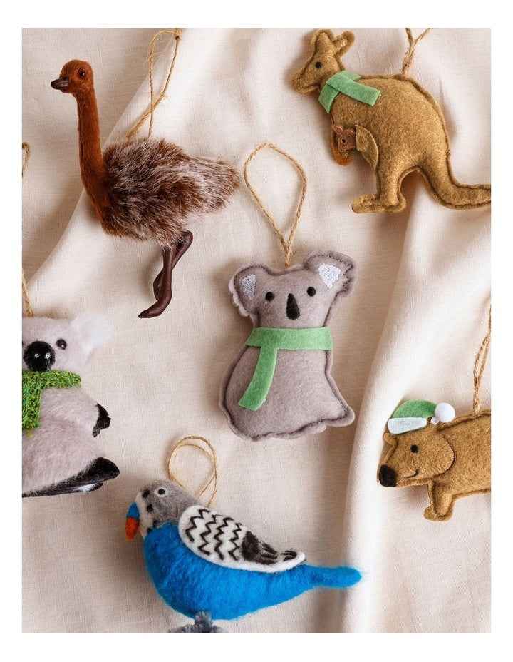 Eucalyptus Christmas Grey Stitched Fabric Koala Hanging Ornament