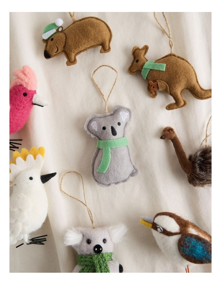 Eucalyptus Christmas Grey Stitched Fabric Koala Hanging Ornament