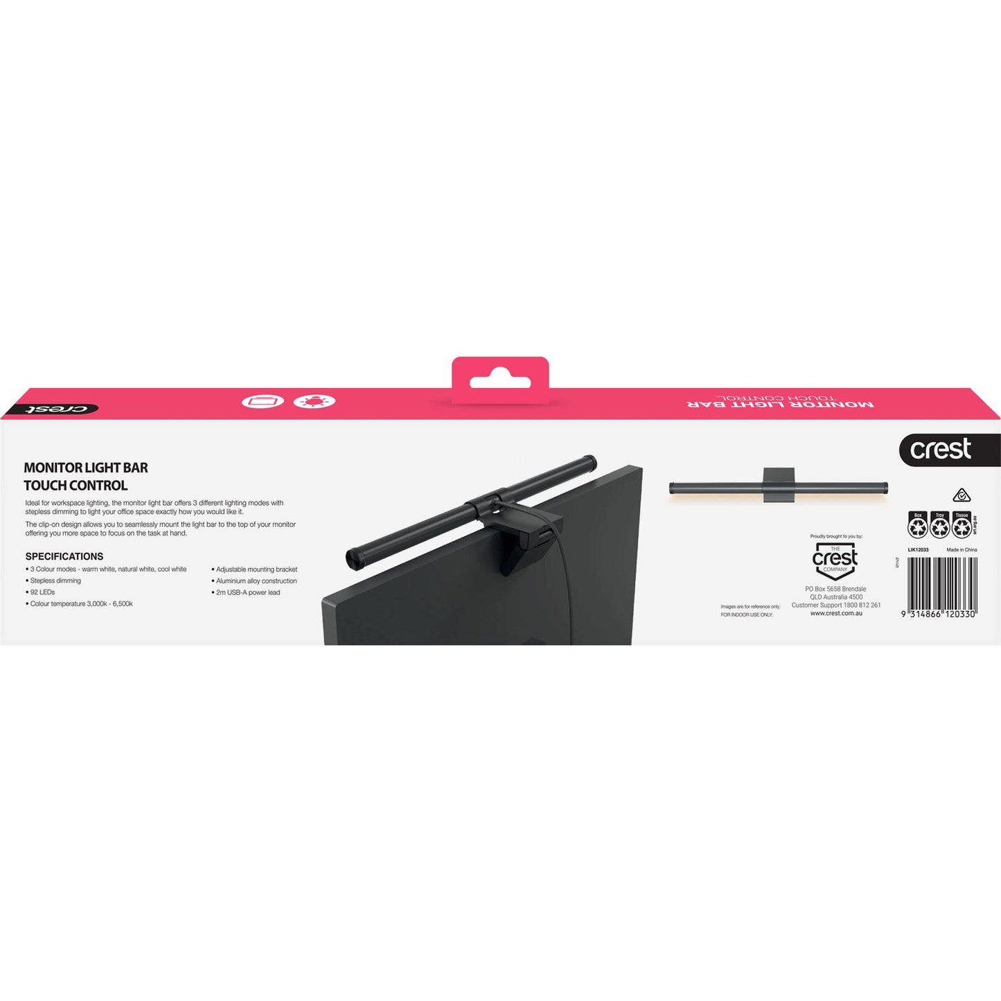 Crest Monitor Clamp Mount Light Bar