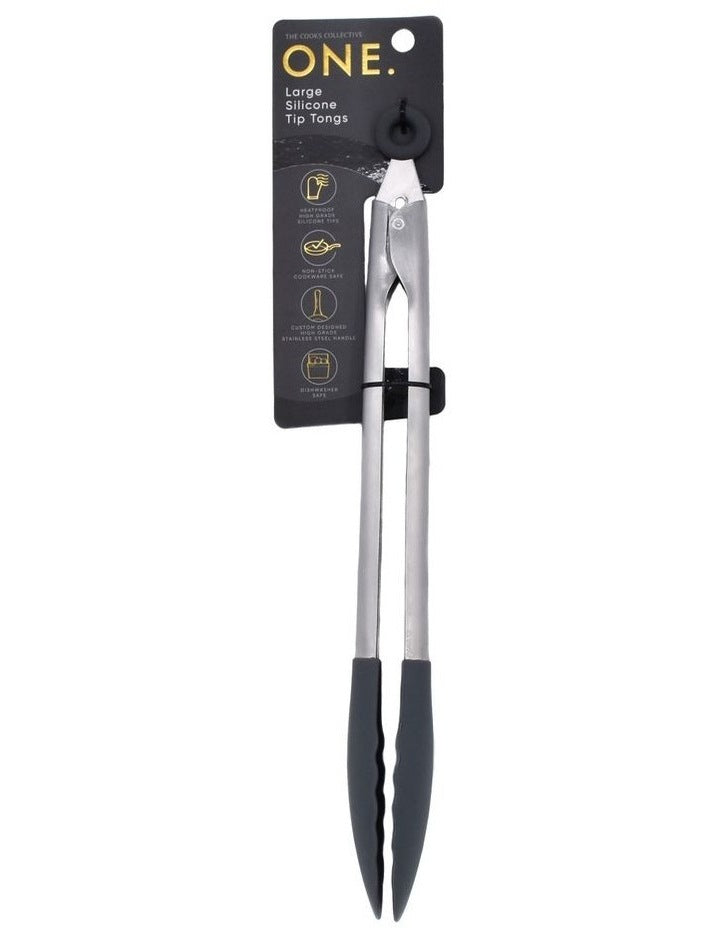 Large Silicone Tip Tongs 30cm in Black