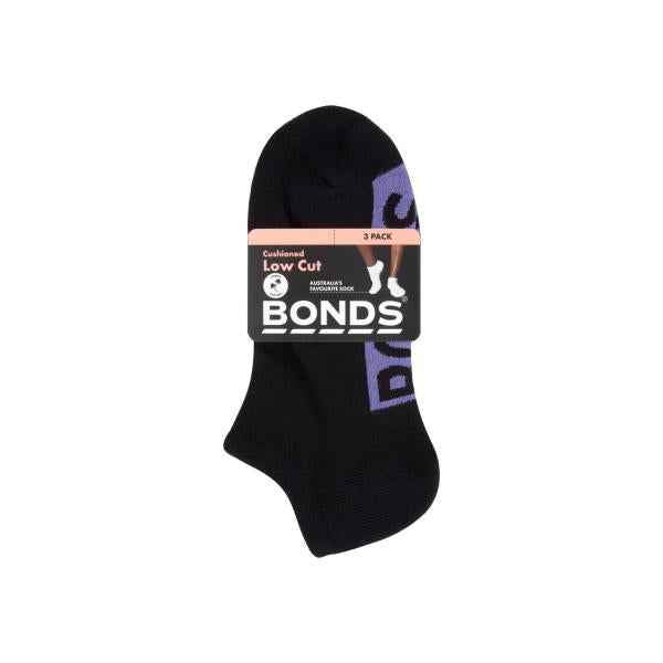 BONDS WOMENS LOGO LOW CUT 3 PK SIZE 8-11
