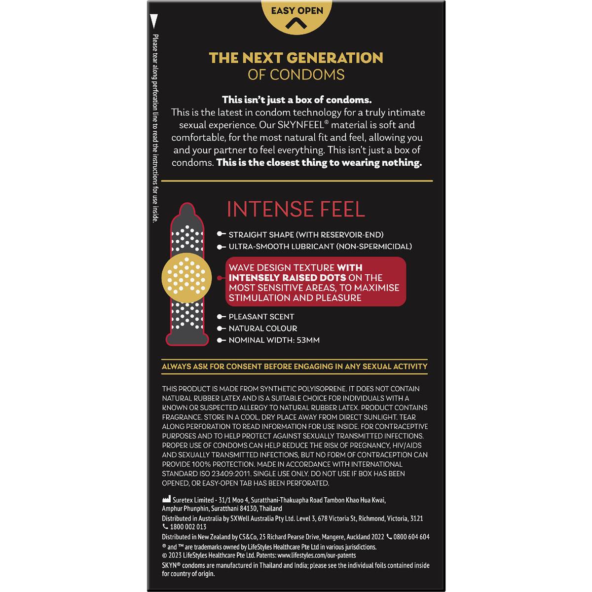 Skyn Intense Feel Dotted Non- Latex Condoms 10 Pack