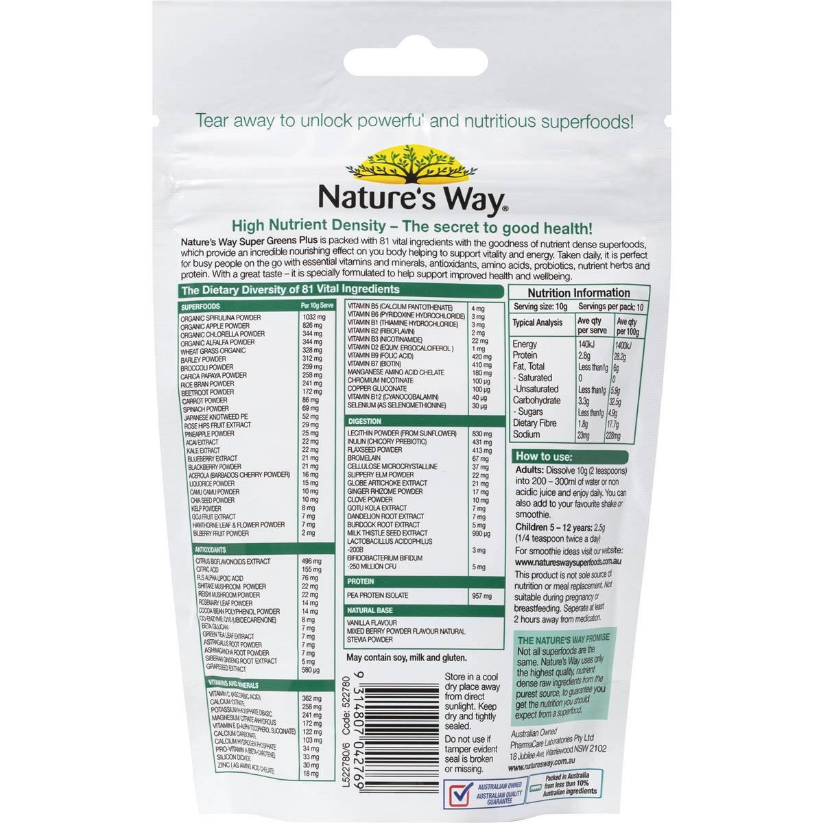 Nature's Way Super Foods Green Boost 100g