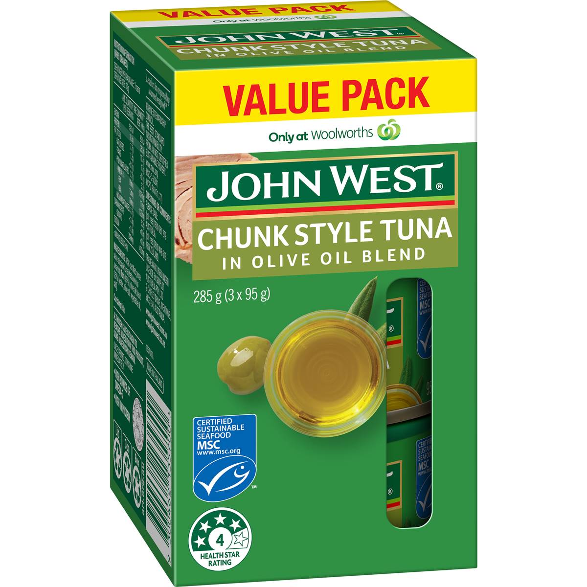 John West Chunk Style Tuna Oil In Olive Oil Blend 95g x 3 pack