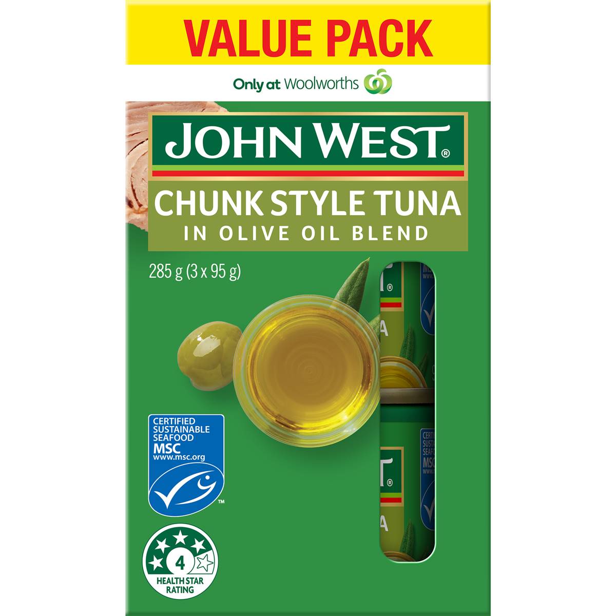 John West Chunk Style Tuna Oil In Olive Oil Blend 95g x 3 pack
