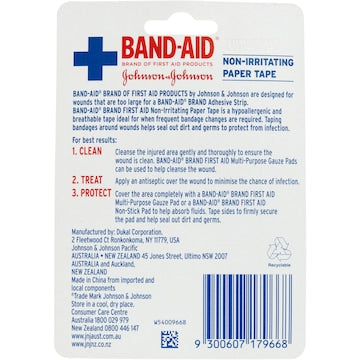 Band-Aid First Aid Non-Irritating Paper Tape 2.5cm X 9.1M each