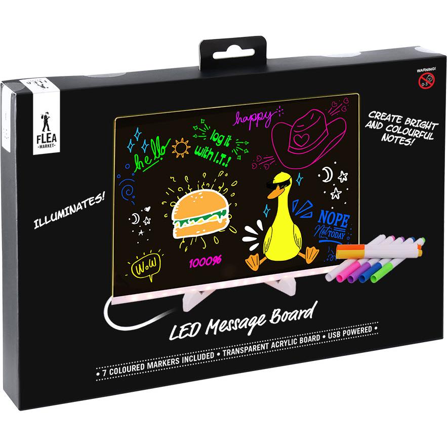 Flea Market LED Message Board with Coloured Markers