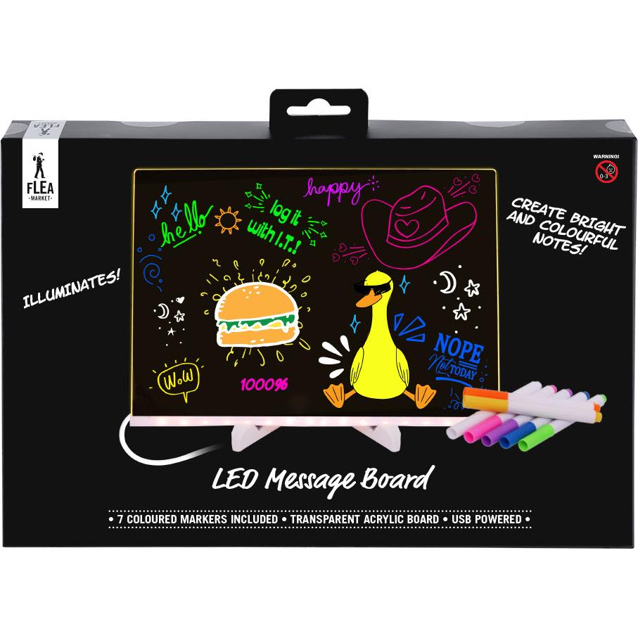Flea Market LED Message Board with Coloured Markers