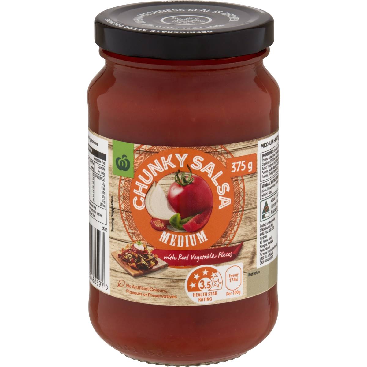 Woolworths Salsa Chunky Medium 375g