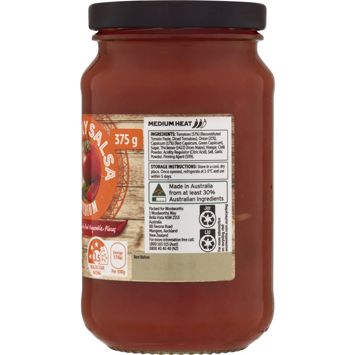 Woolworths Salsa Chunky Medium 375g