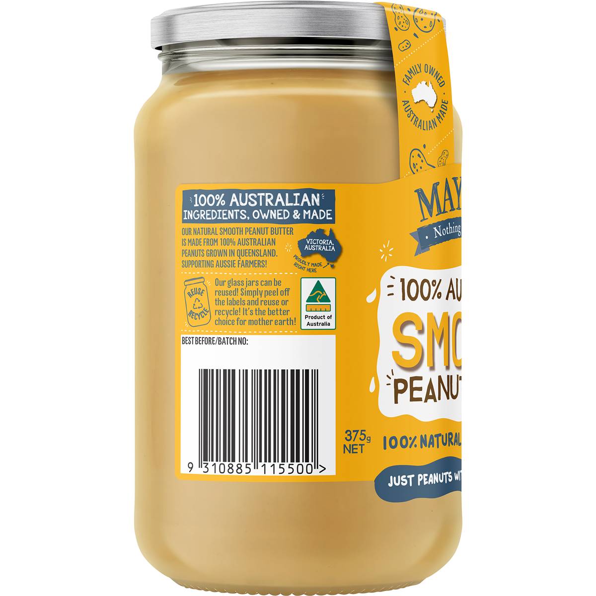 Mayver's Smooth Peanut Butter 375g