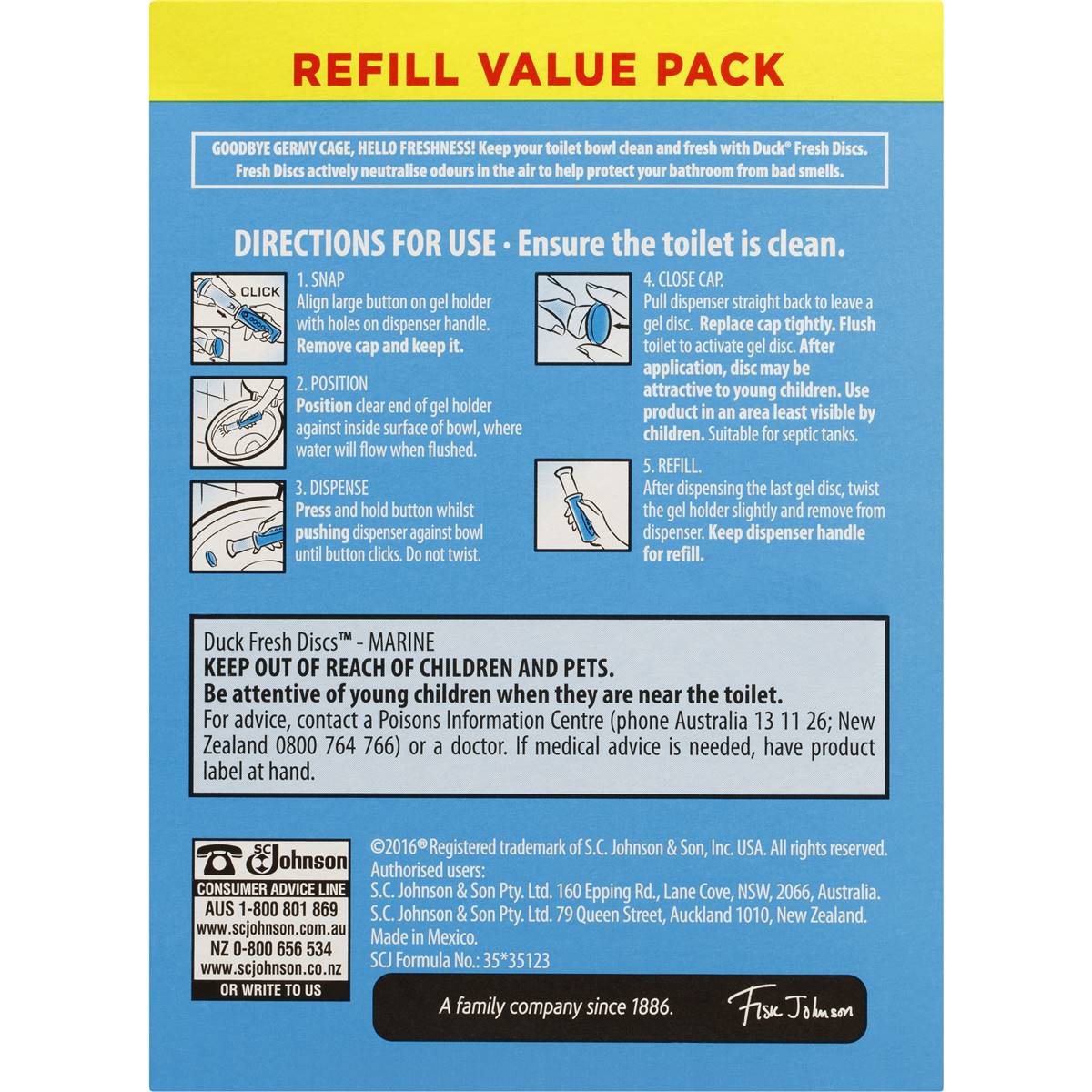 Duck Fresh Discs Toilet Cleaner Marine Refill 2x36ml