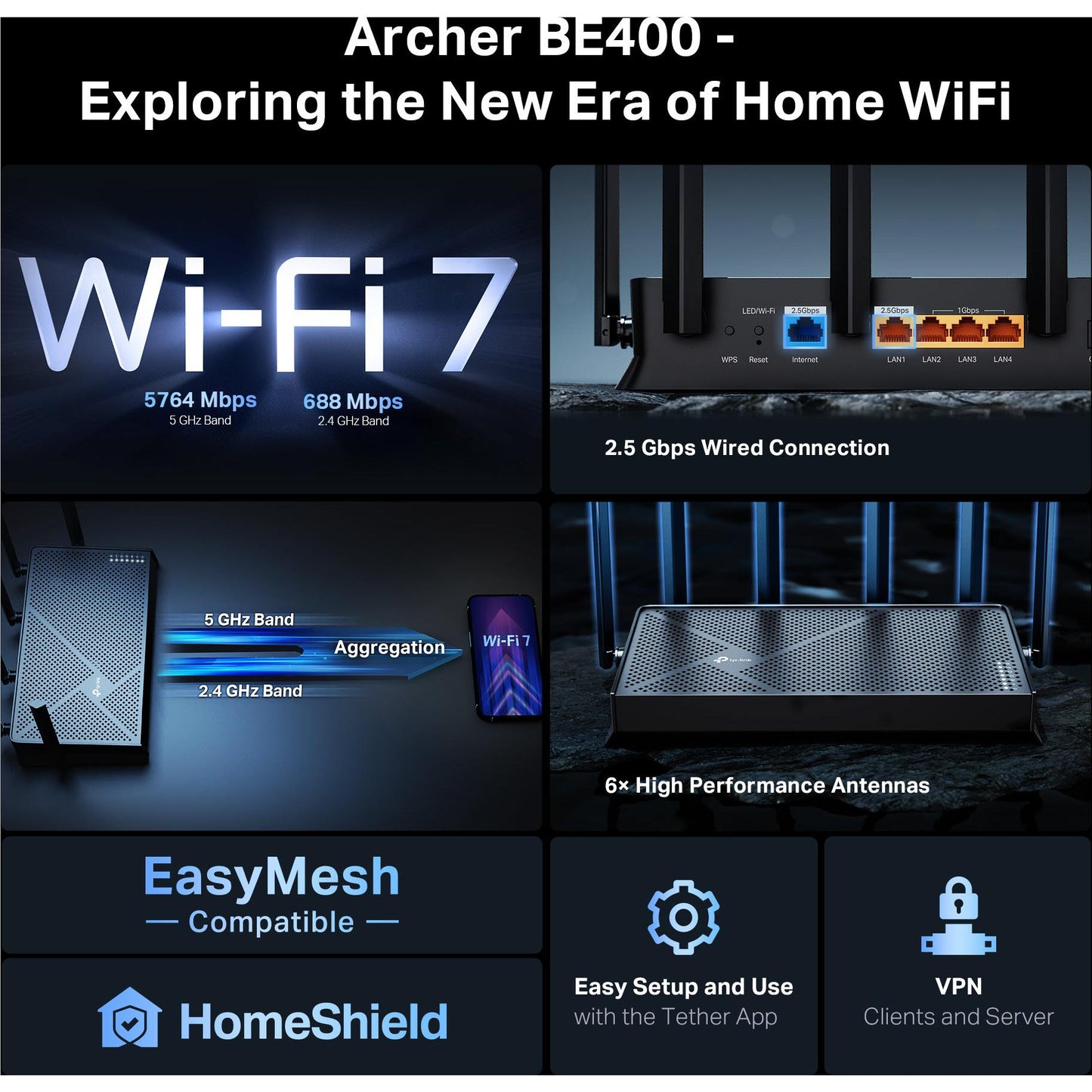 TP-Link BE6500 Dual-Band Wi-Fi 7 Router