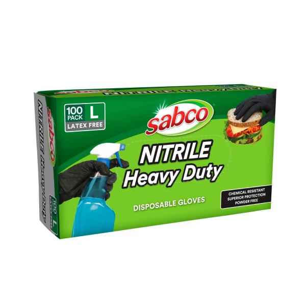 SABCO NITRILE HEAVY DUTY DISPOSABLE GLOVES LGE 100 PACK