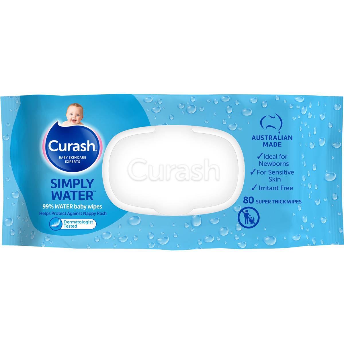 Curash Baby Wipes Simply Water 80 Pack