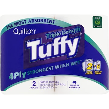 Quilton Tuffy Triple Length Paper Towel 2 x 180 pack