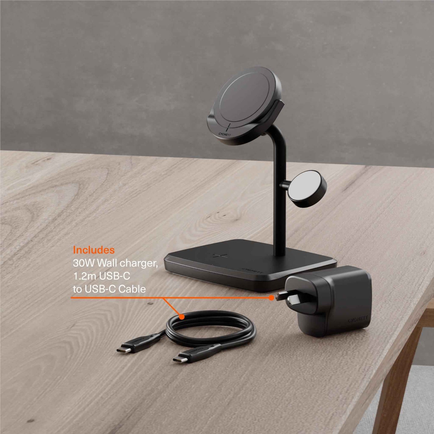 Cygnett Qi2.0 3-in-1 Chargebase (Black)