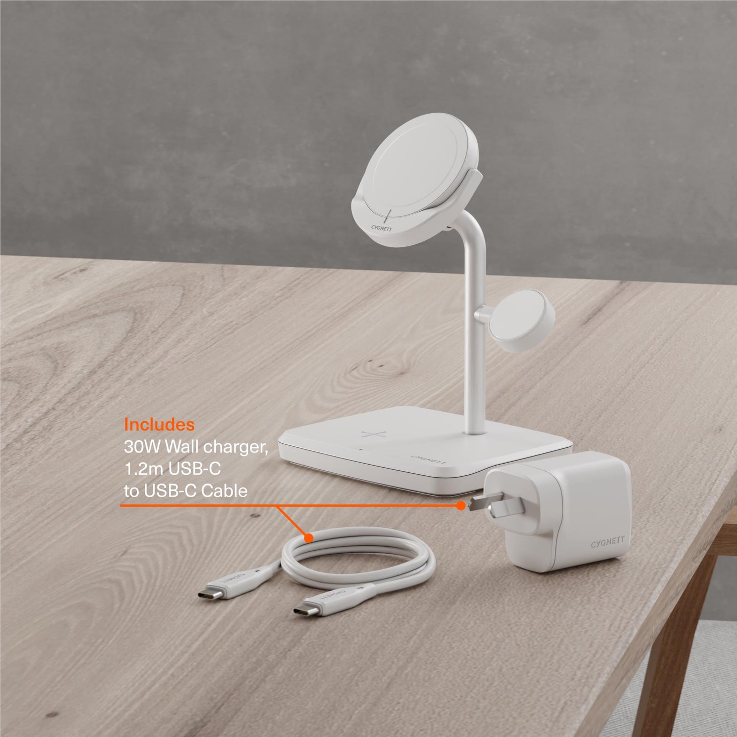 Cygnett Qi2.0 3-in-1 Chargebase (White)