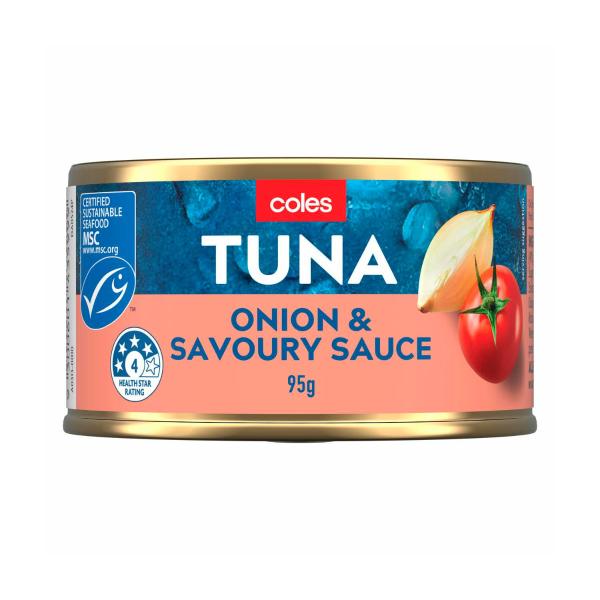COLES TUNA ONION & SAVOURY SAUCE 95G