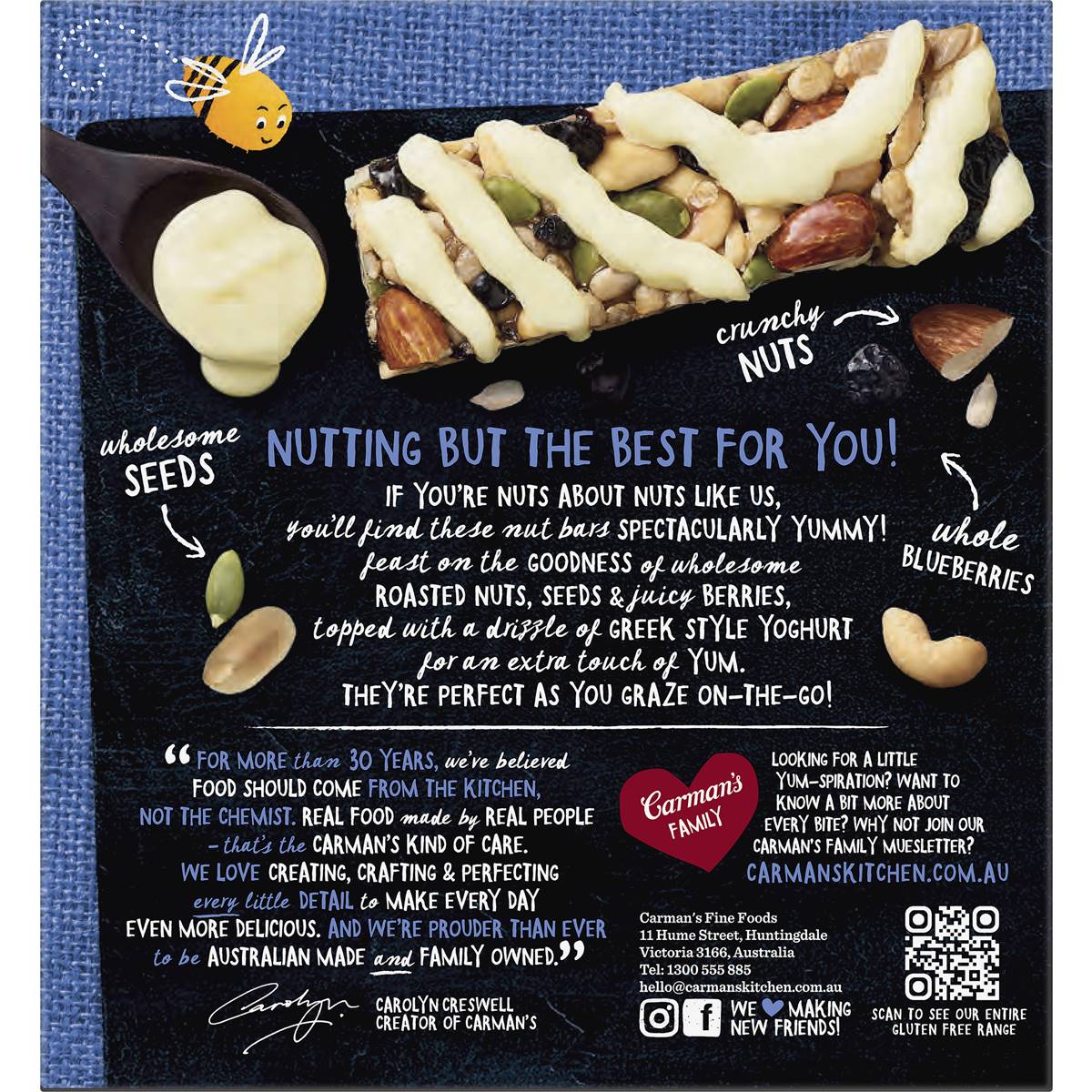 Carman's Nut Bars Greek Style Yoghurt Blueberry & Cashew 5 pack