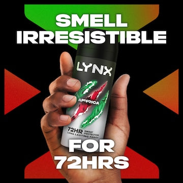 Lynx Deodorant Body Spray 72hr Antiperspirant Africa 165mL