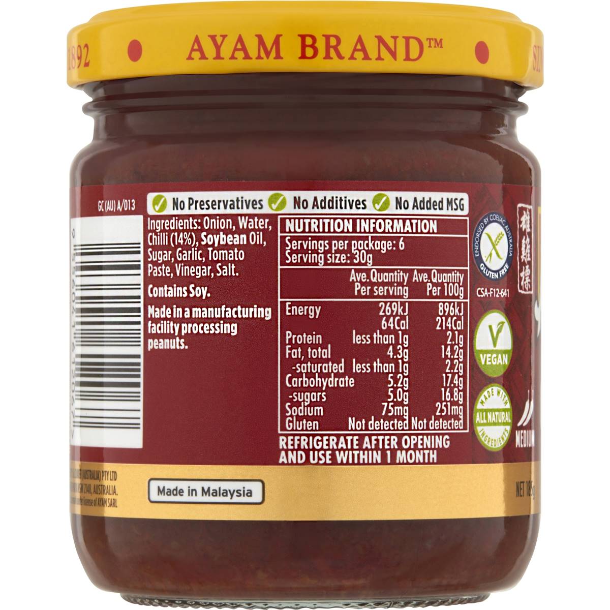 Ayam Paste Thai Chilli Jam 185g