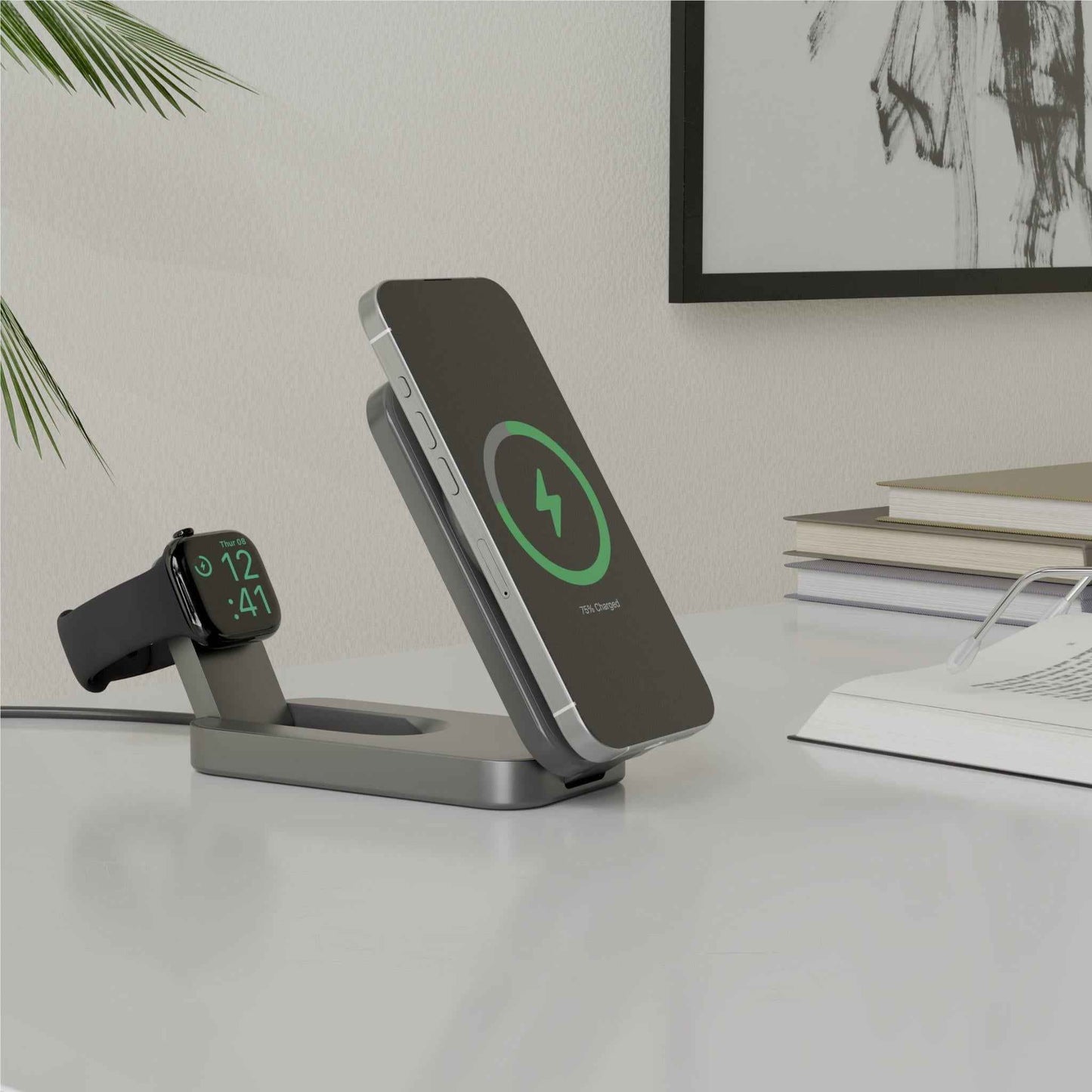 Alogic Flip 2-in-1 Qi2 Wireless Charging Stand (Black)