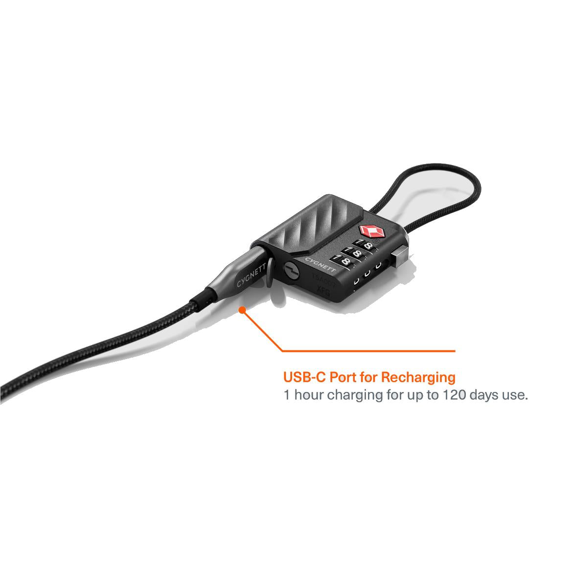 Cygnett Voyager Bluetooth® TravelTag TSA Lock with USB-C Recharging