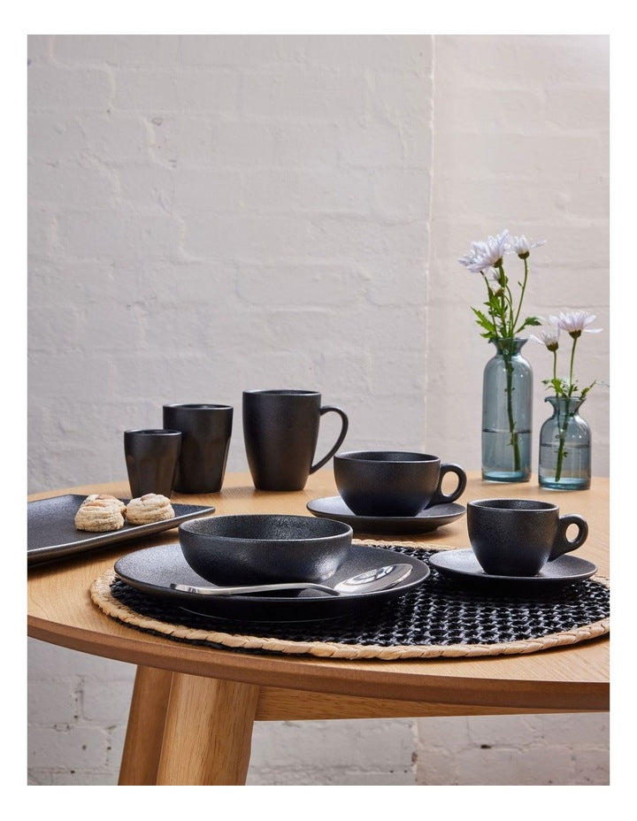 Caviar Coupe Cup & Saucer 250ml in Black