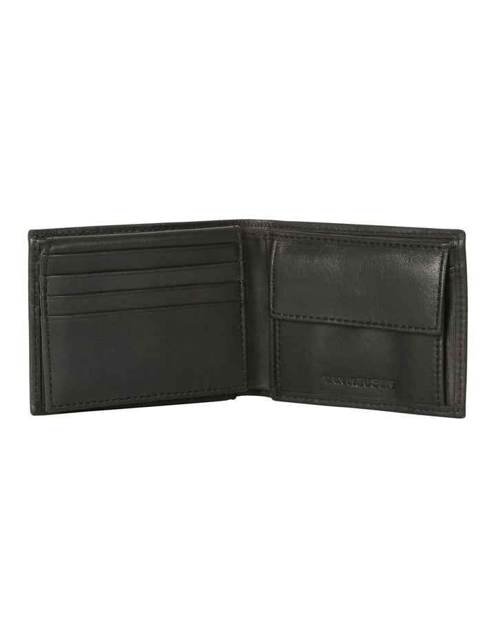 L-Fold Leather Wallet with Coin Pocket in Black