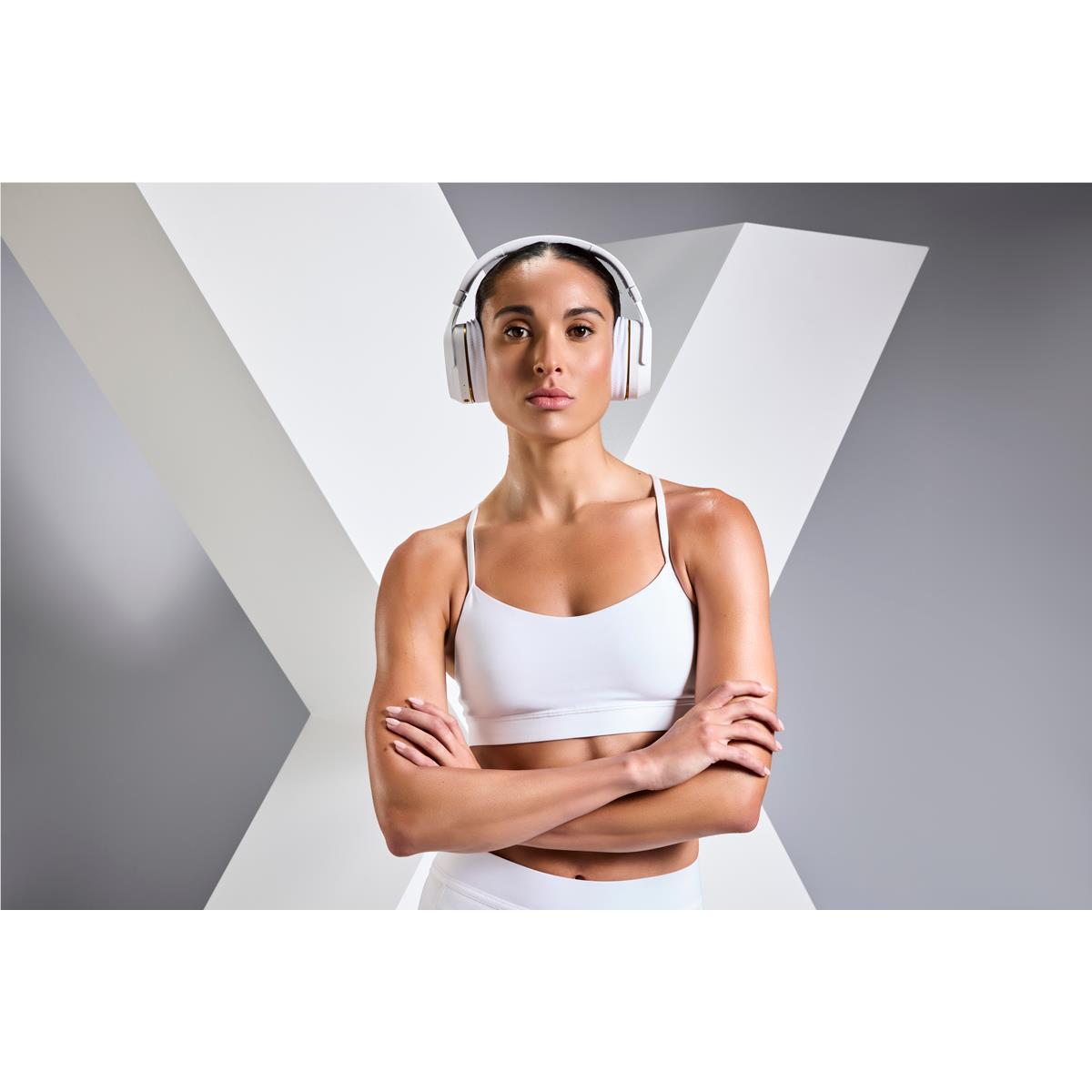 BlueAnt PumpX Gym ANC Over-Ear Headphones (White/Gold)