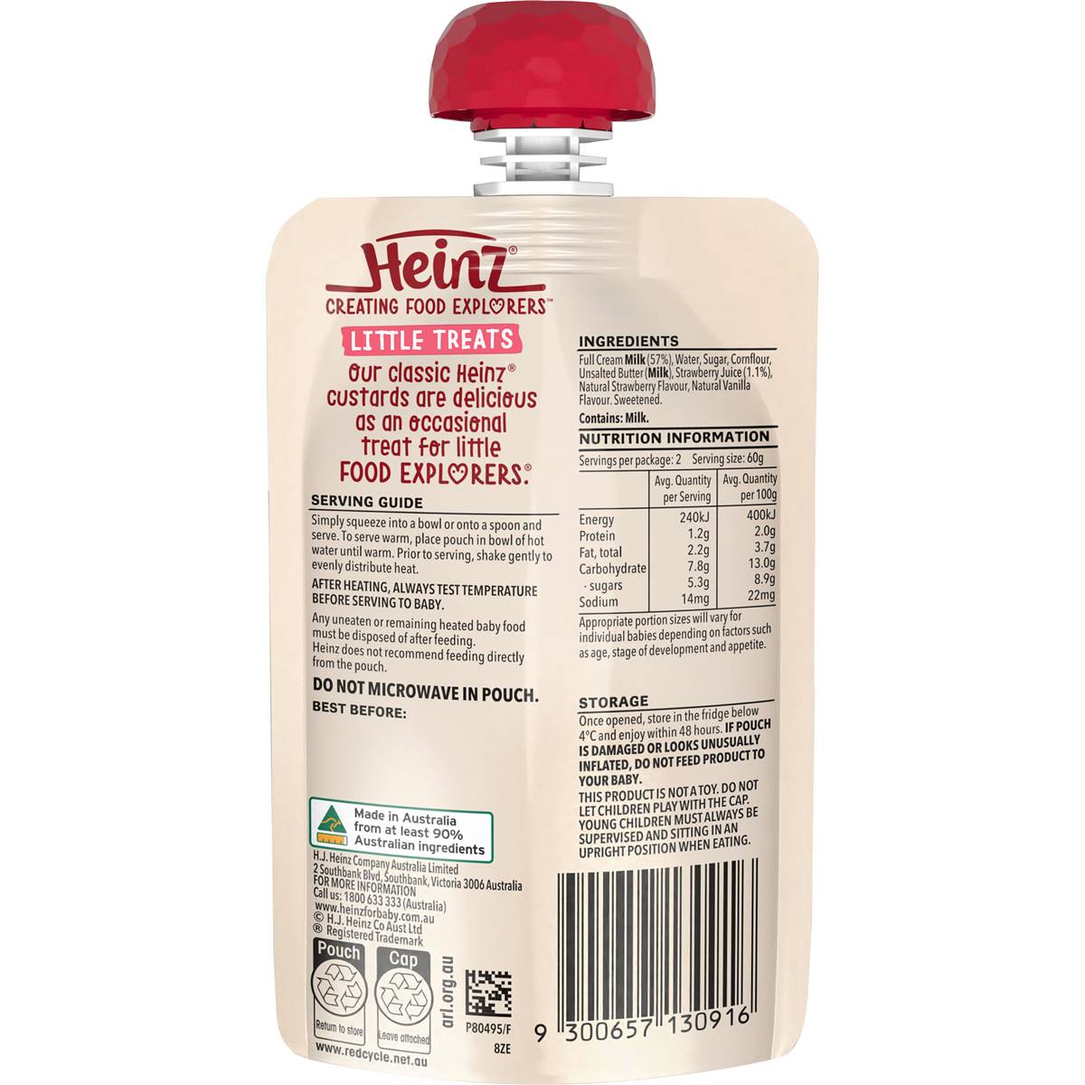 Heinz Baby Food 8+ Months Strawberry Vanilla Custard 120g