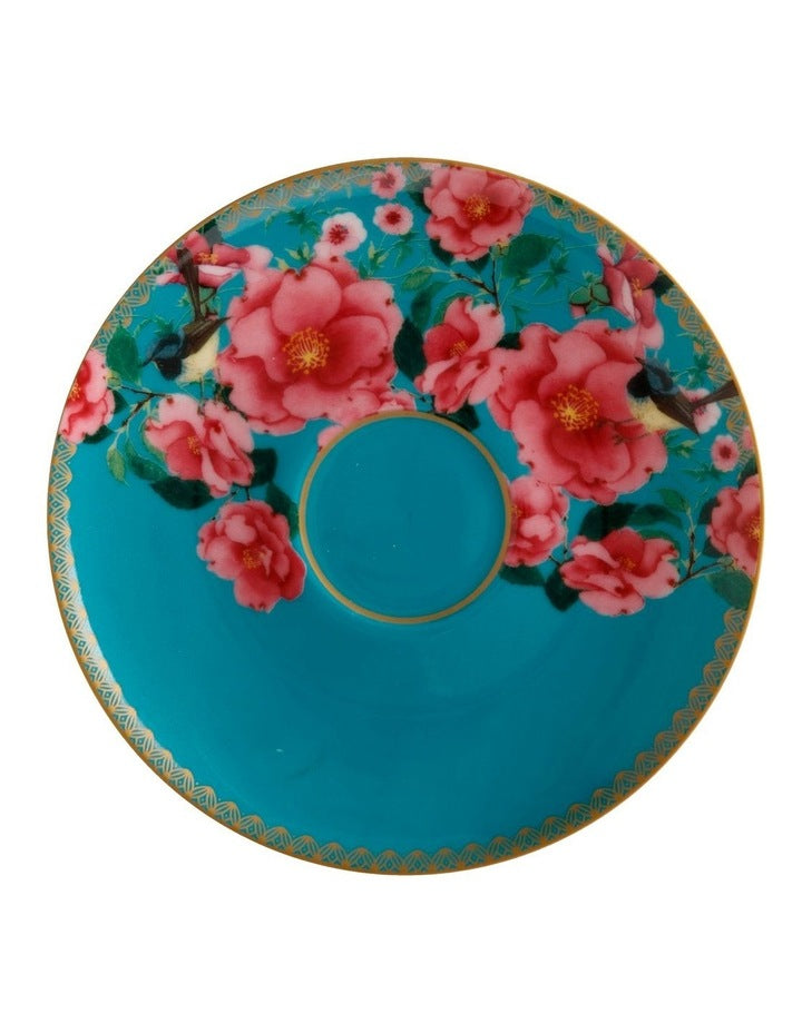 Teas & C's Silk Road Footed Cup & Saucer Set 200ml Gift Boxed in Aqua