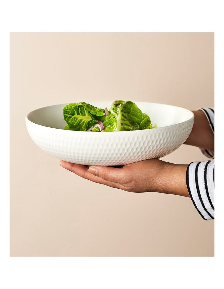 White Basics Diamonds Round Serving Bowl 25cm in White