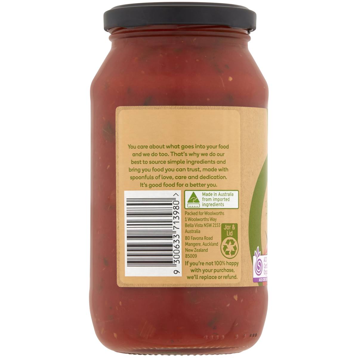 Macro Organic Pasta Sauce Chunky Tomato Garlic Basil 500g