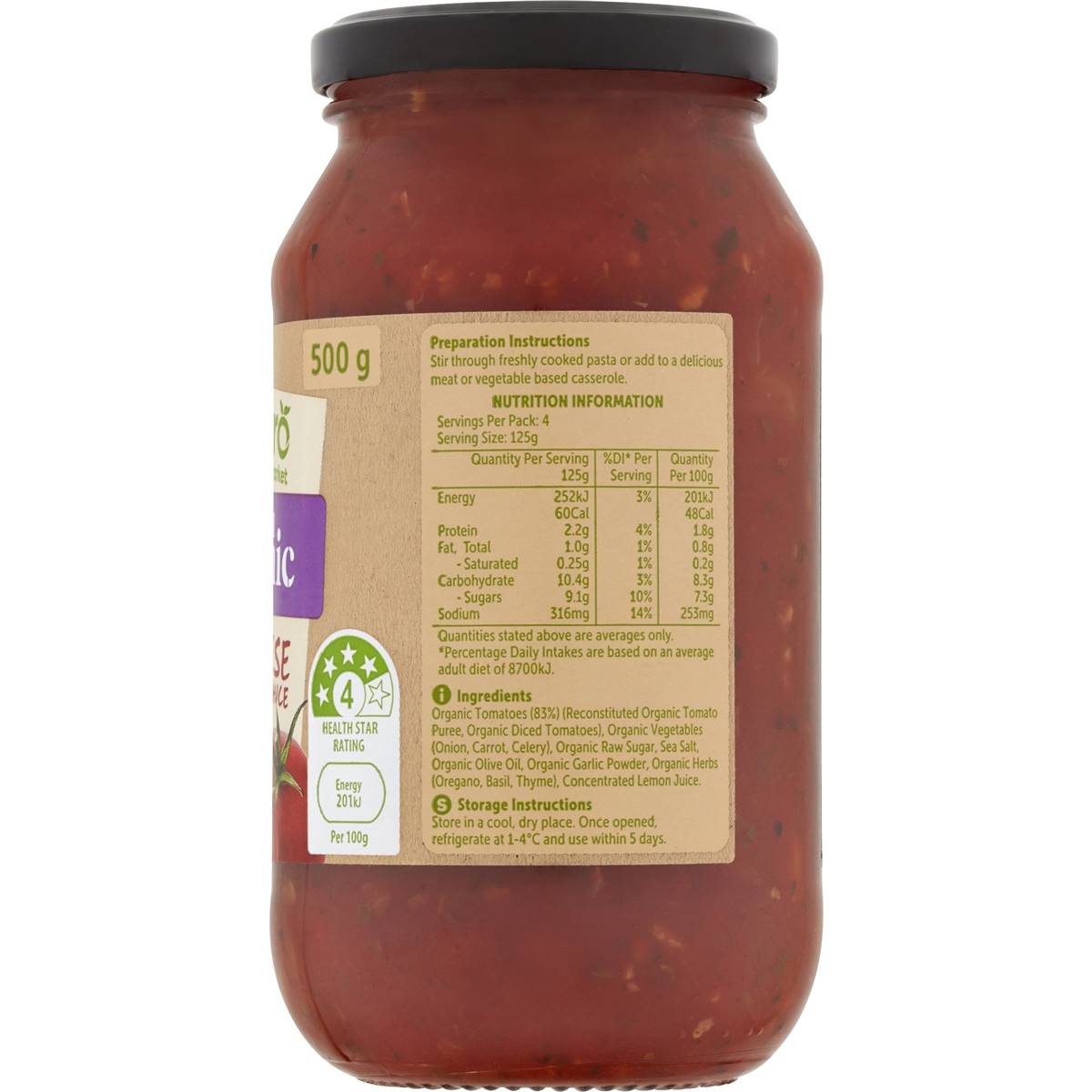 Macro Organic Pasta Sauce Chunky Bolognese 500g
