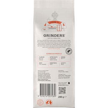 Grinders Espresso Ground Coffee 200g