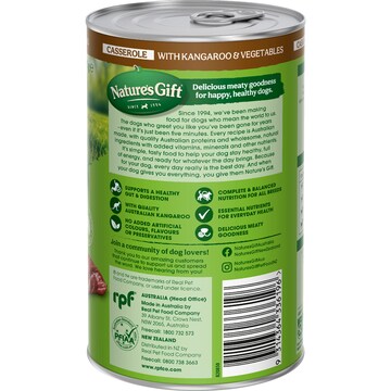 Nature's Gift Adult Wet Dog Food Casserole With Kangaroo & Vegetables 700g